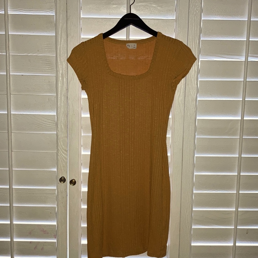 Yellow body con dress